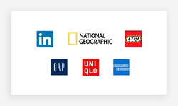 Font including: in a shape Company name inside / squares / ovals / rectangles or combined shapes.